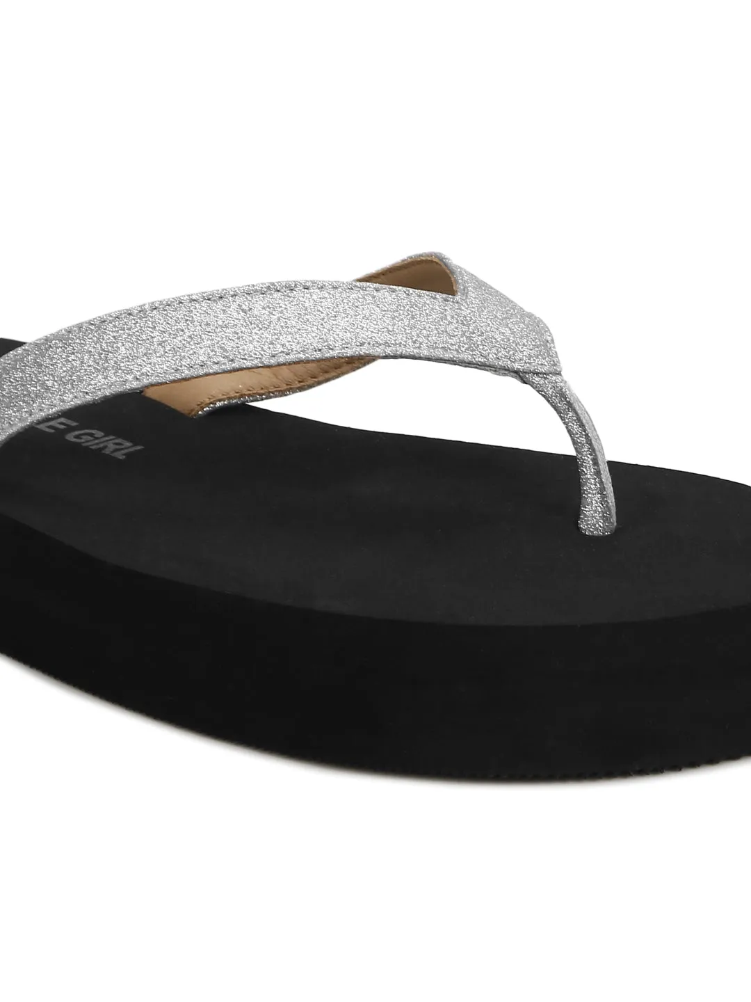 Schwarze PU-Silber-Riemchen-Slip-Ons
