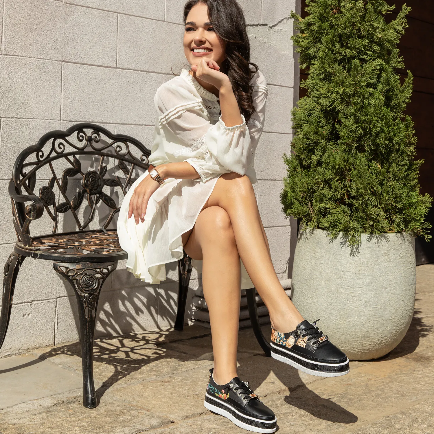 BLING PLATFORM LEDER-SNEAKER