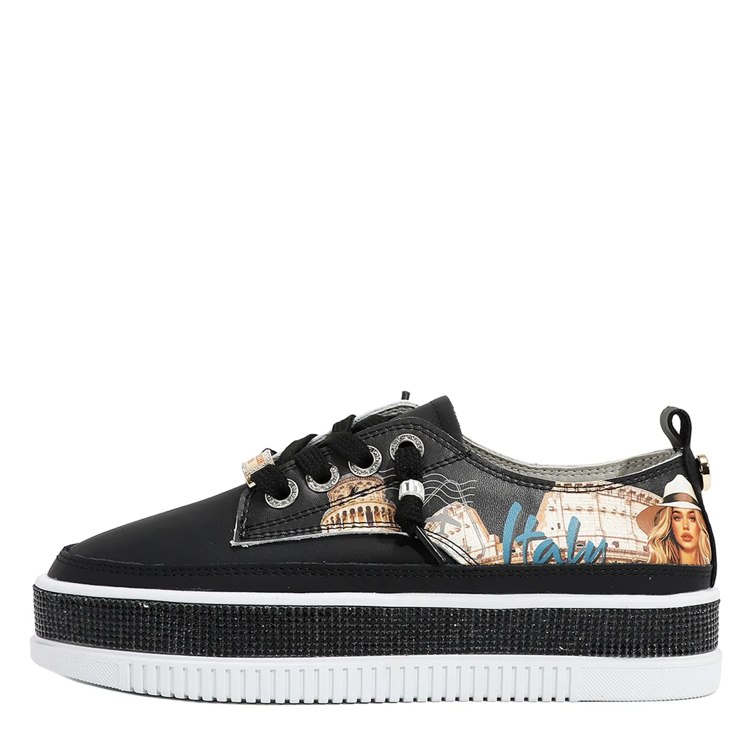 BLING PLATFORM LEDER-SNEAKER