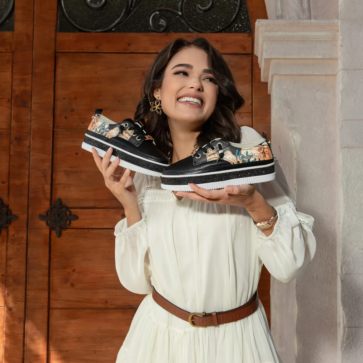 BLING PLATFORM LEDER-SNEAKER