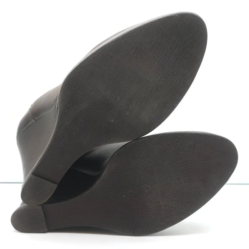 Brunello Cucinelli Keilabsatz Stiefeletten Dunkelbraun Leder Größe 41 Chelsea Booties