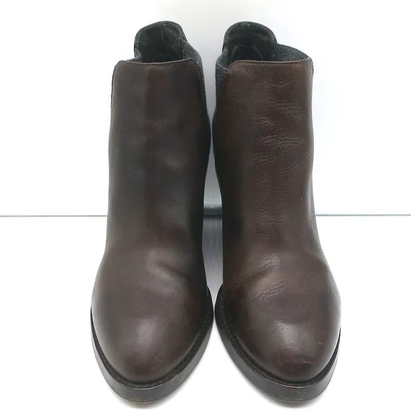 Brunello Cucinelli Keilabsatz Stiefeletten Dunkelbraun Leder Größe 41 Chelsea Booties