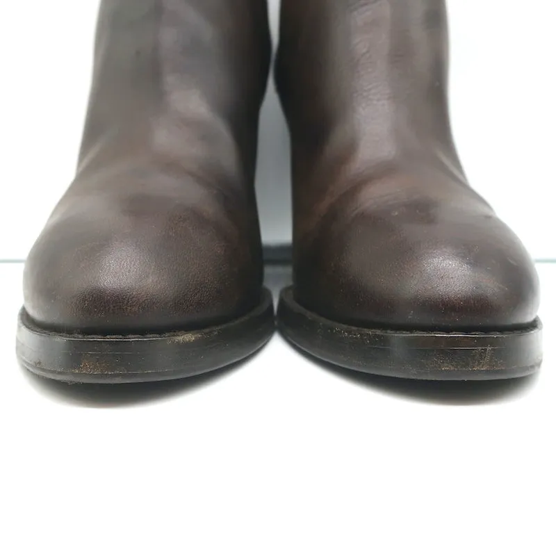 Brunello Cucinelli Keilabsatz Stiefeletten Dunkelbraun Leder Größe 41 Chelsea Booties