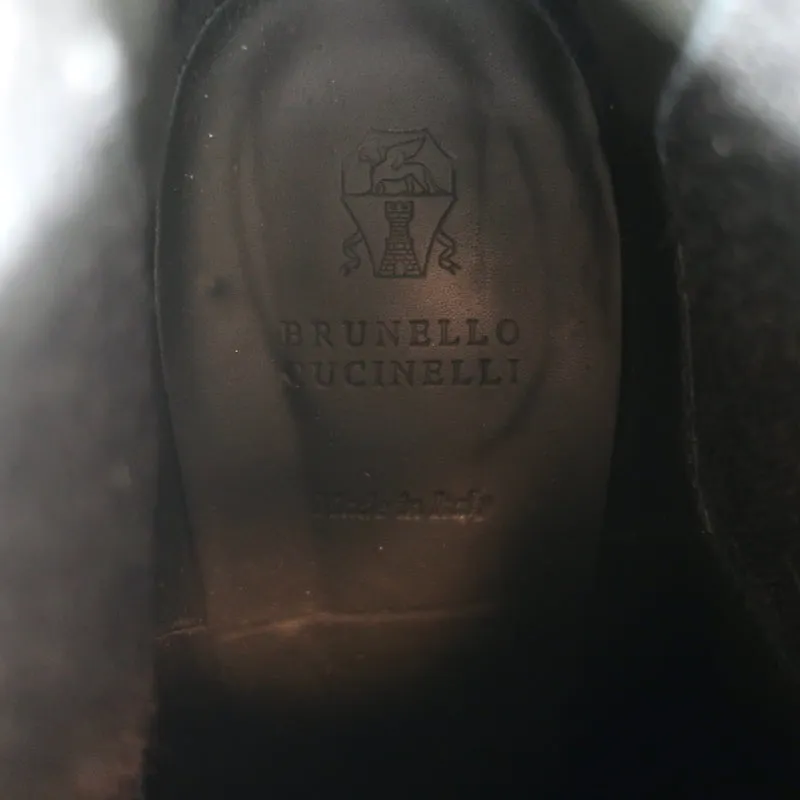 Brunello Cucinelli Keilabsatz Stiefeletten Dunkelbraun Leder Größe 41 Chelsea Booties