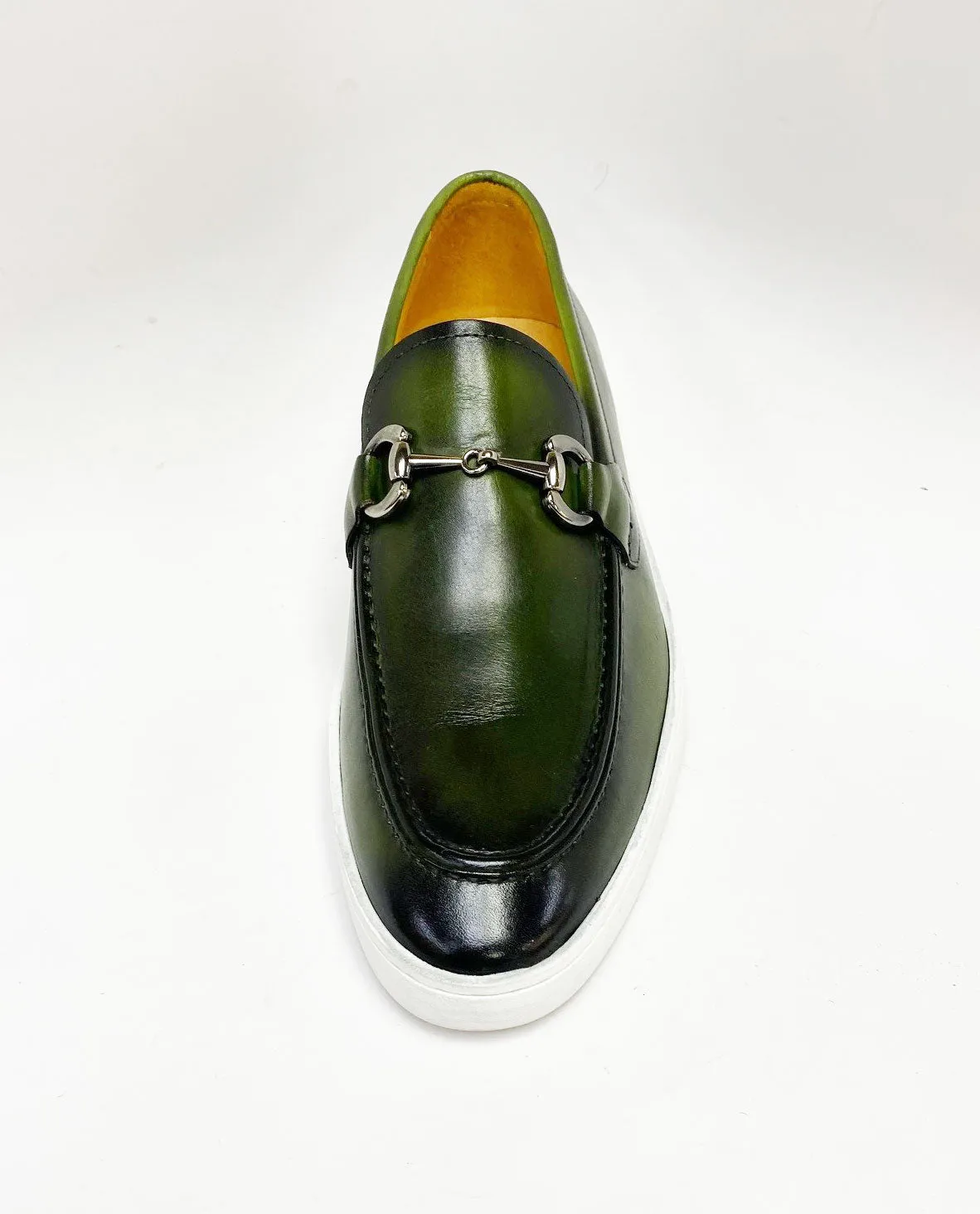 Kalbsleder-Slip-On mit Horsebit-Detail in Olive
