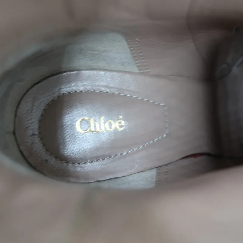 Chloe Beckie Stiefeletten mit Goldverzierung Schwarz Leder Größe 36.5 Mittlere Absatzhöhe