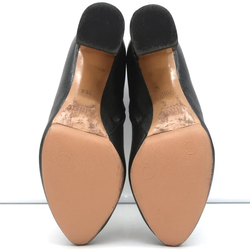 Chloe Beckie Stiefeletten mit Goldverzierung Schwarz Leder Größe 36.5 Mittlere Absatzhöhe