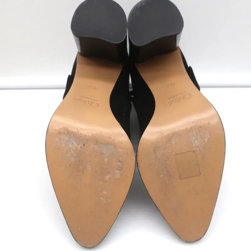 Chloe Grommet-Trim Stiefeletten Flo Schwarz Wildleder Größe 38.5 Spitze Stiefeletten