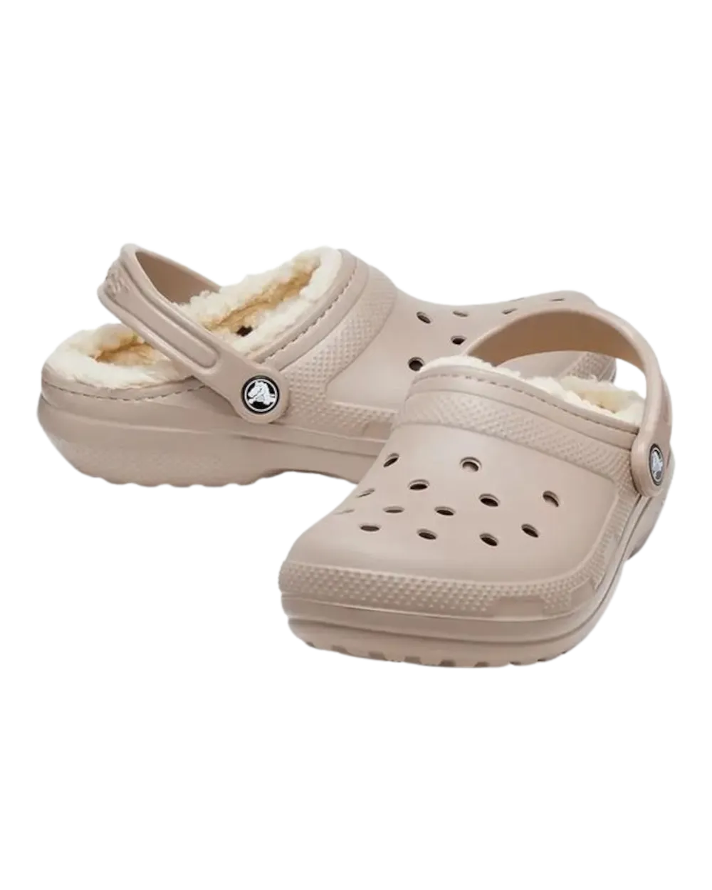 Klassische Fuzz-Lined Clogs in Pilz & Beige
