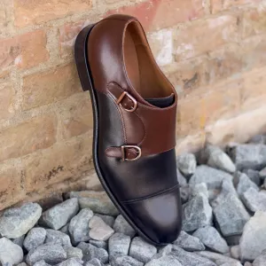Dapperfam Schuhe DapperFam Monaco in Schwarz / Mittelbraun Herren Italienisches Leder Doppelmonk