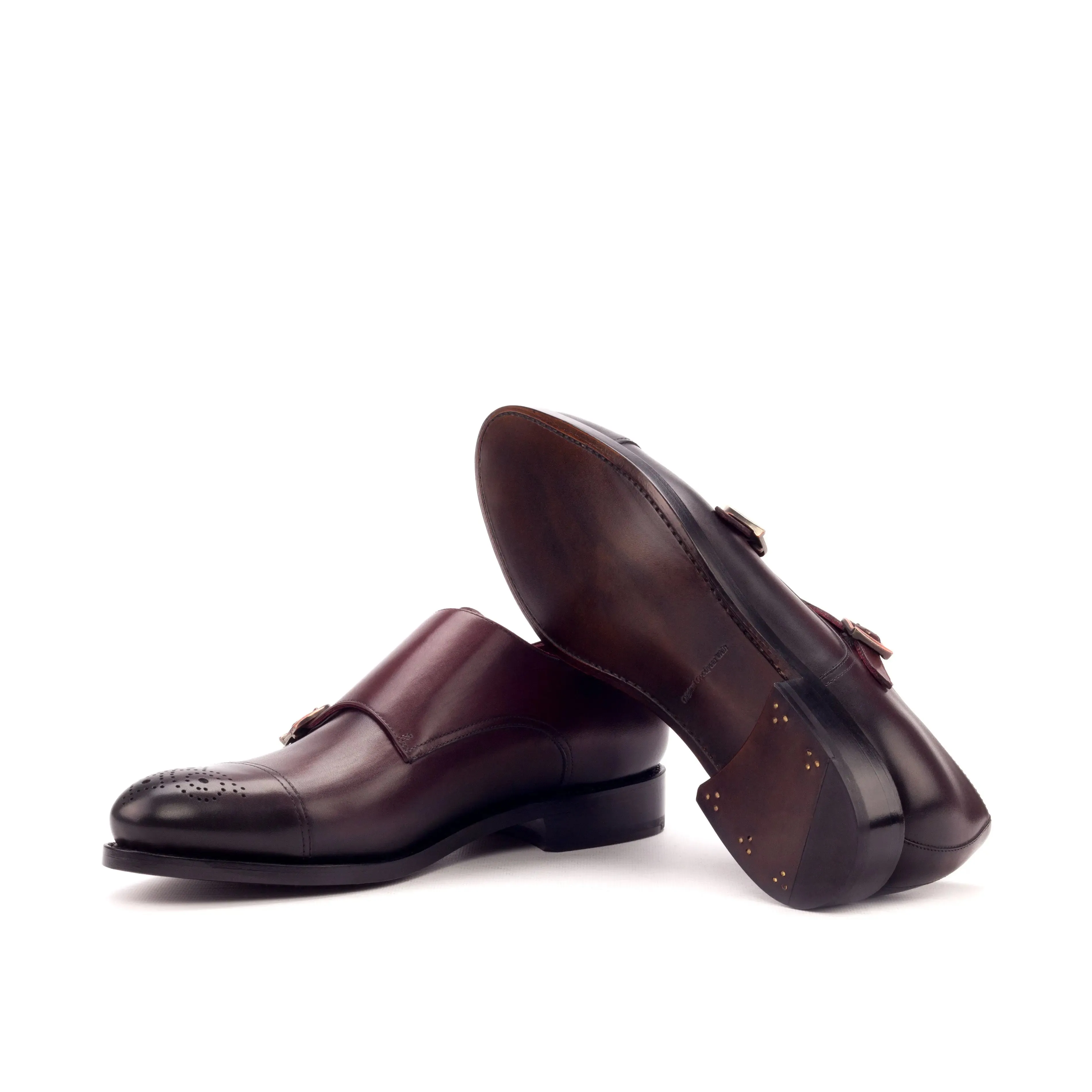 Dapperfam Schuhe DapperFam Monaco in Burgunderrot Herren Italienisches Leder Doppelmonk