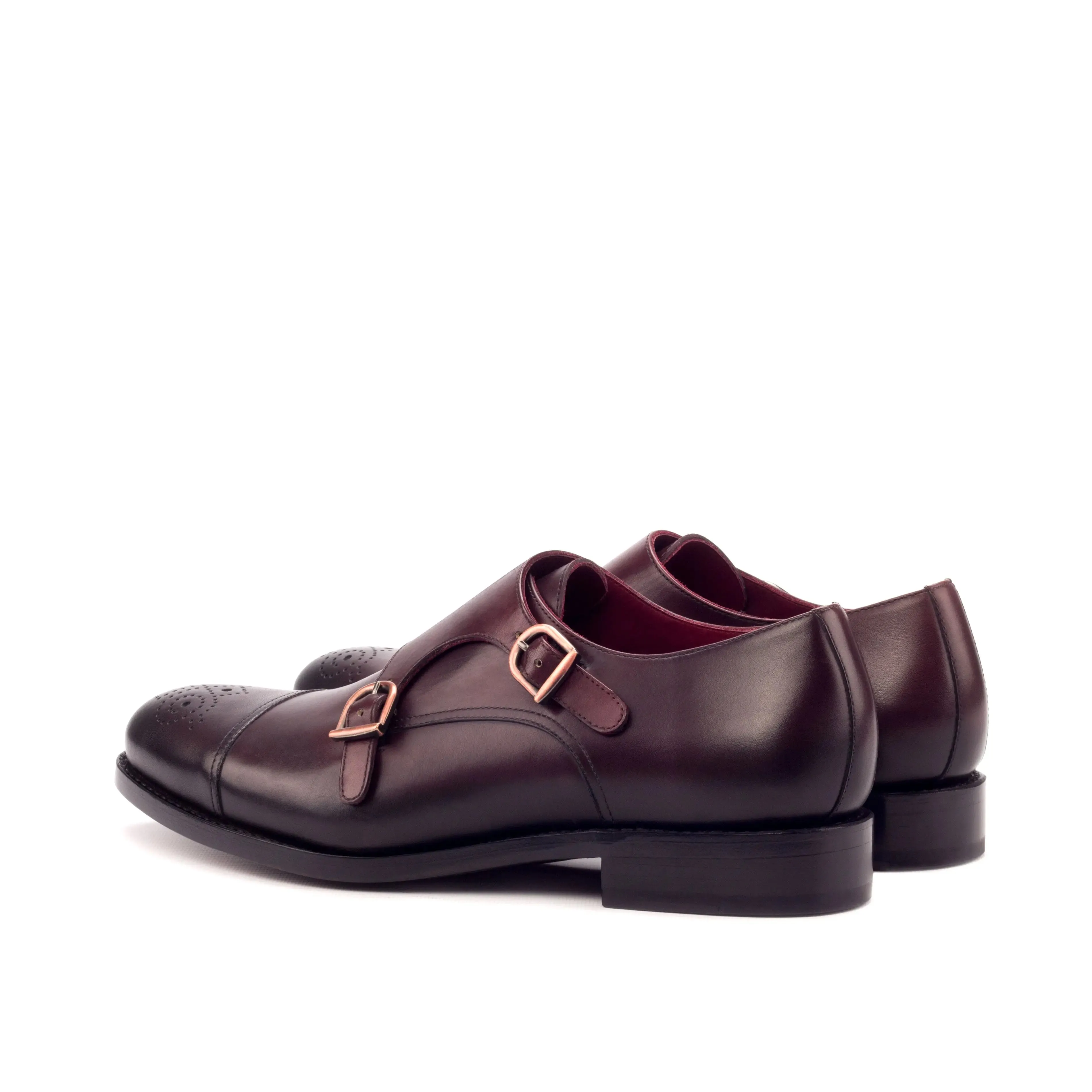 Dapperfam Schuhe DapperFam Monaco in Burgunderrot Herren Italienisches Leder Doppelmonk