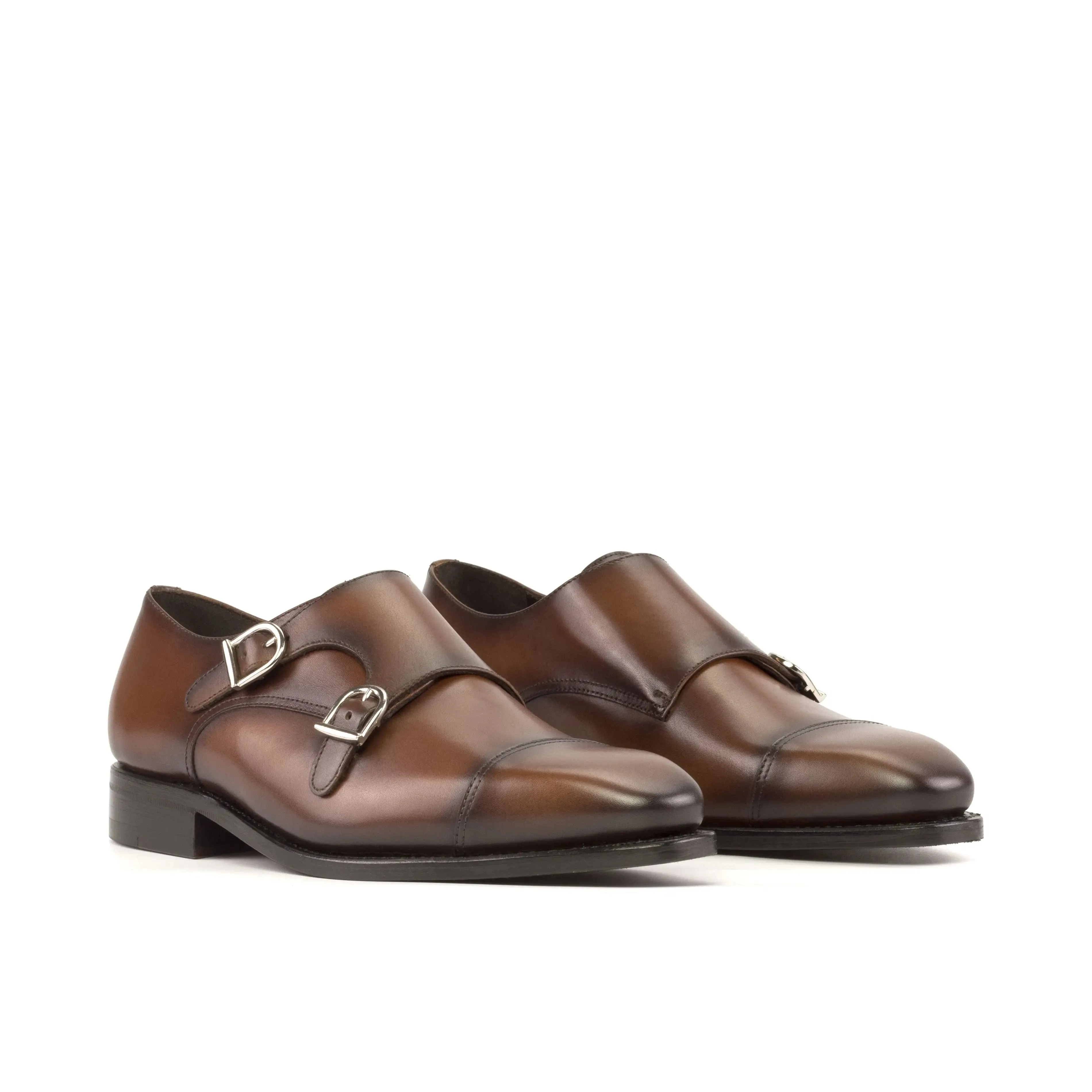 Dapperfam Schuhe DapperFam Monaco in Mittelbraun Herren Italienisches Leder Doppelmonk