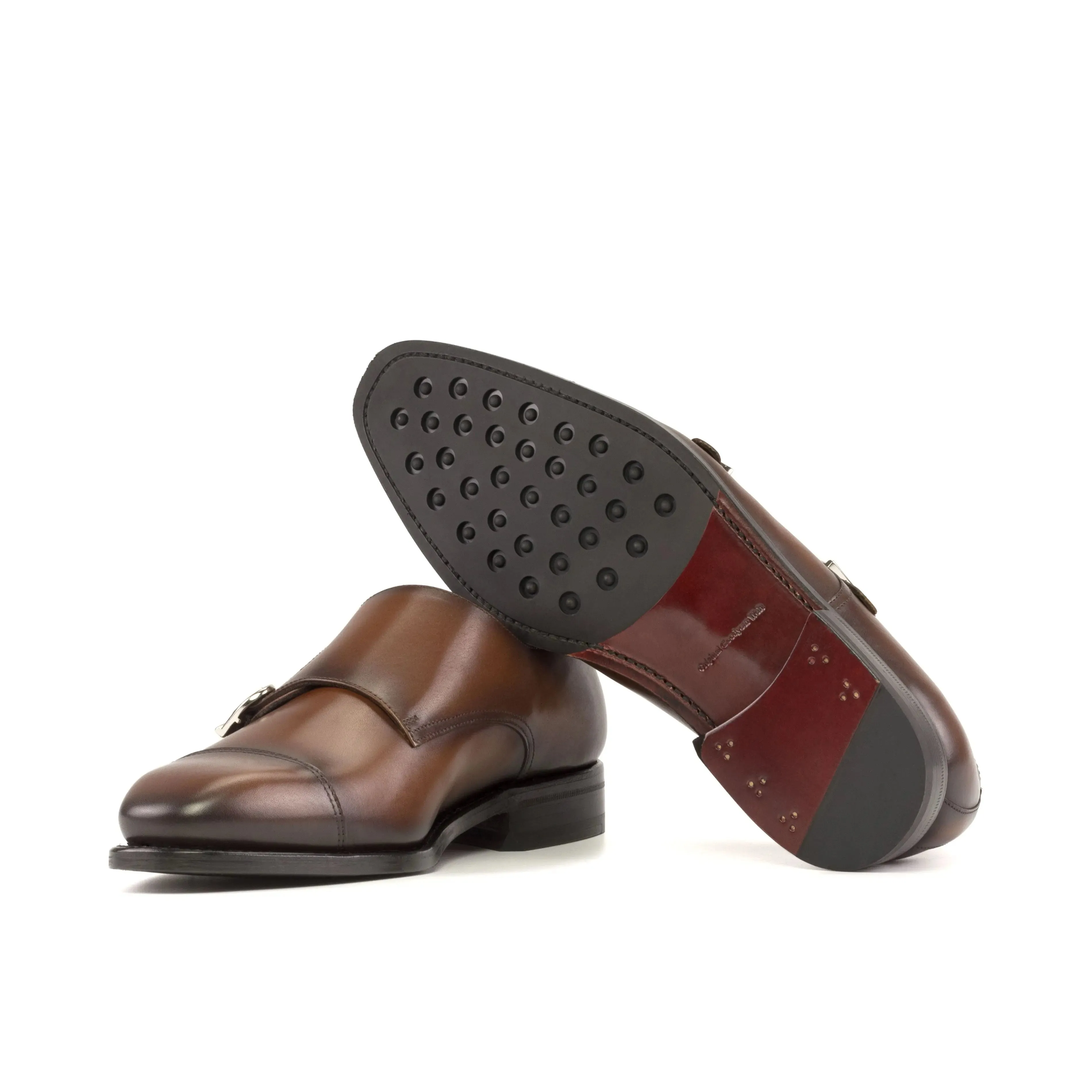 Dapperfam Schuhe DapperFam Monaco in Mittelbraun Herren Italienisches Leder Doppelmonk