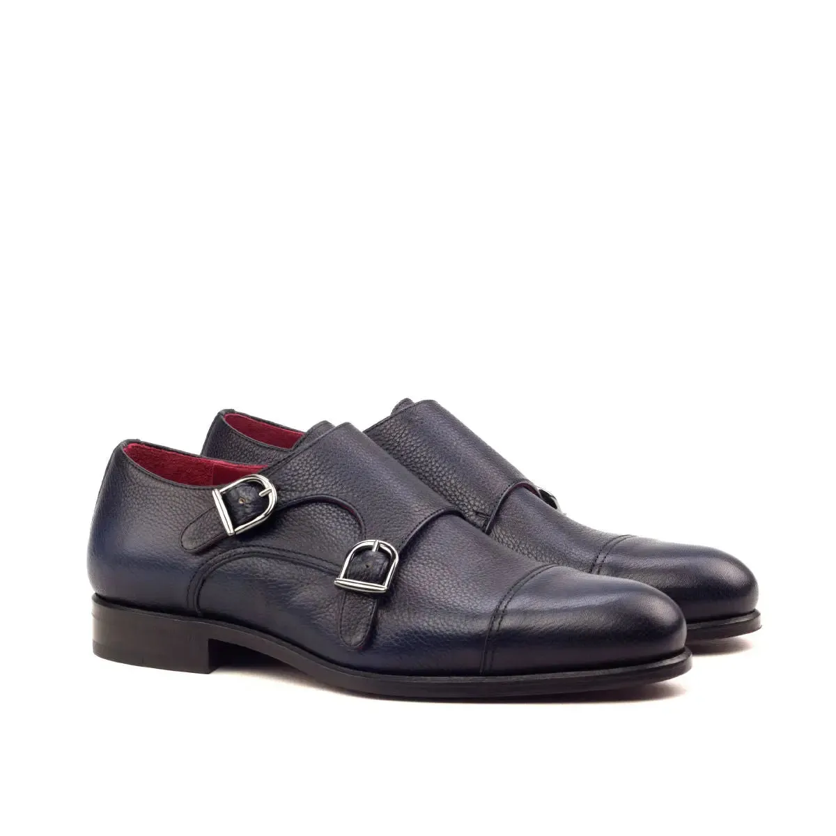 Dapperfam Schuhe DapperFam Monaco in Marine Herren Italienisches Vollnarbenleder Doppelmonkstrap