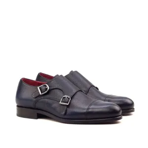 Dapperfam Schuhe DapperFam Monaco in Marine Herren Italienisches Vollnarbenleder Doppelmonkstrap