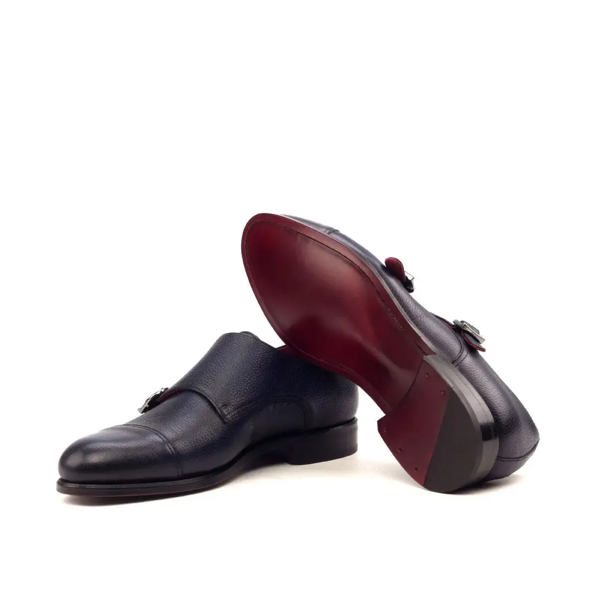 Dapperfam Schuhe DapperFam Monaco in Marine Herren Italienisches Vollnarbenleder Doppelmonkstrap