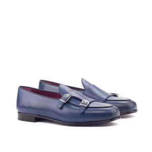Dapperfam Schuhe DapperFam Rialto in Marineblau / Schwarz Herren Italienische Leder Mönchsslipper