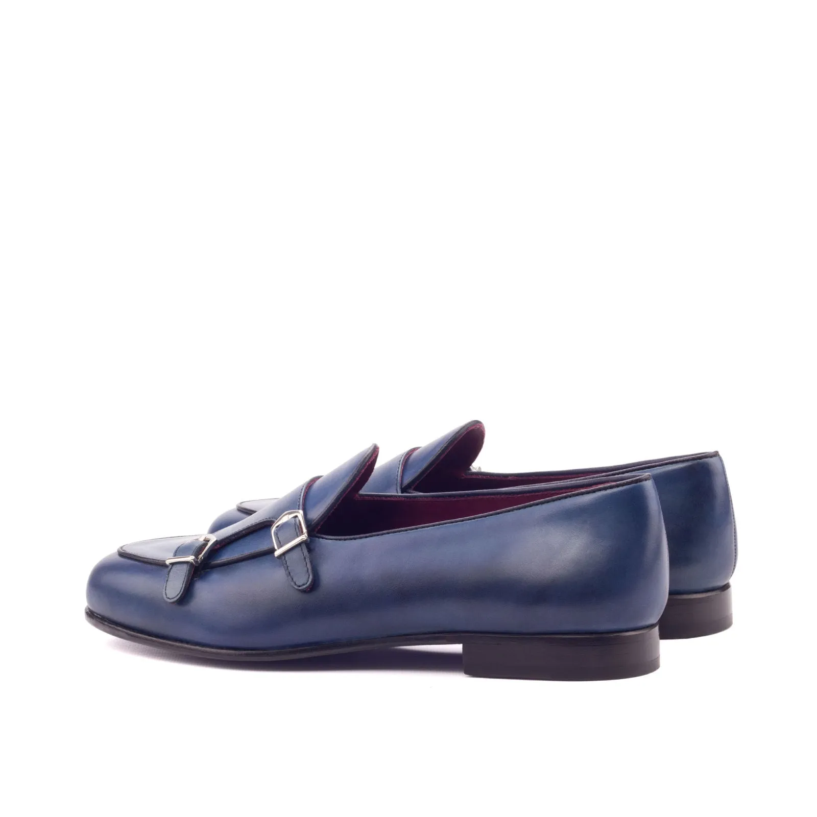 Dapperfam Schuhe DapperFam Rialto in Marineblau / Schwarz Herren Italienische Leder Mönchsslipper