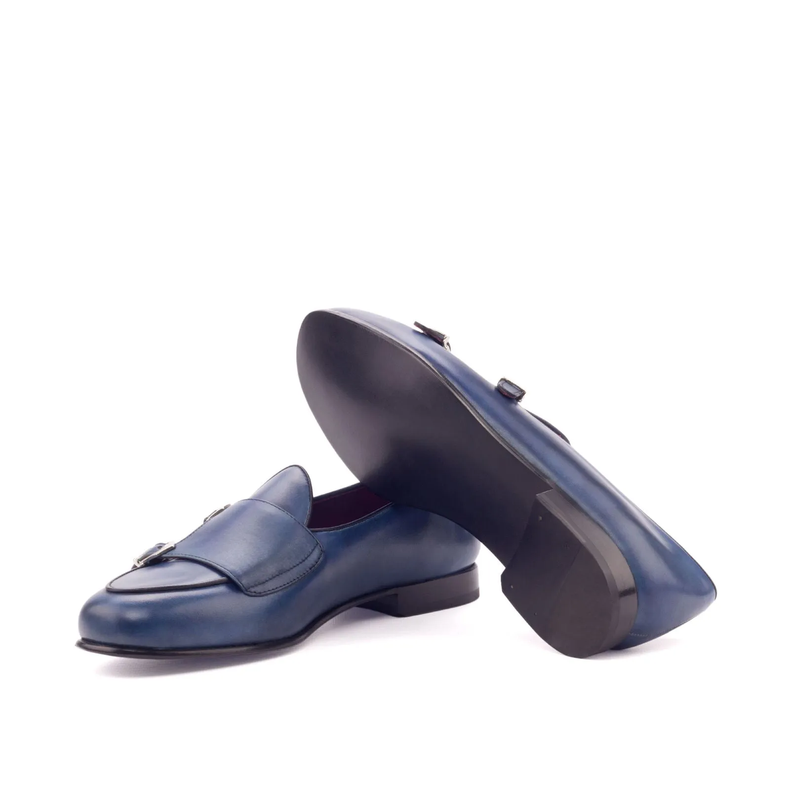 Dapperfam Schuhe DapperFam Rialto in Marineblau / Schwarz Herren Italienische Leder Mönchsslipper