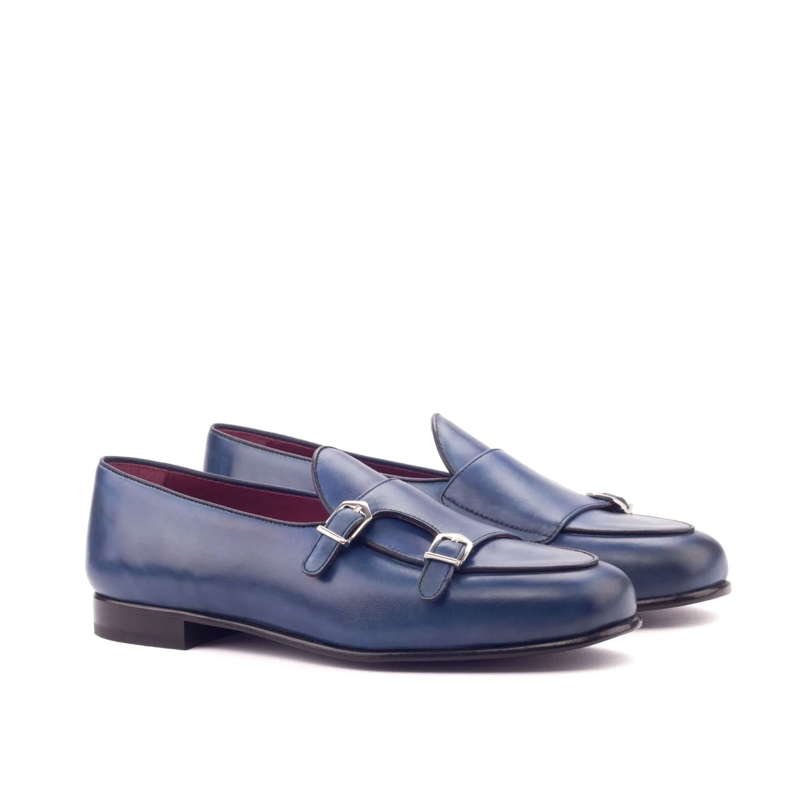 Dapperfam Schuhe DapperFam Rialto in Marineblau / Schwarz Herren Italienische Leder Mönchsslipper
