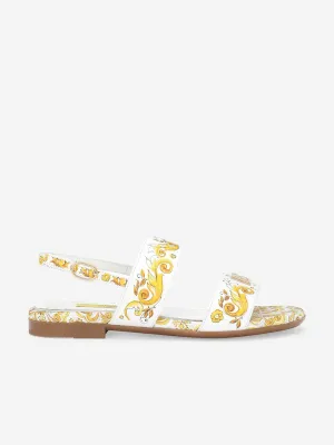 Dolce & Gabbana Mädchen Leder Maiolica Sandalen in Gelb