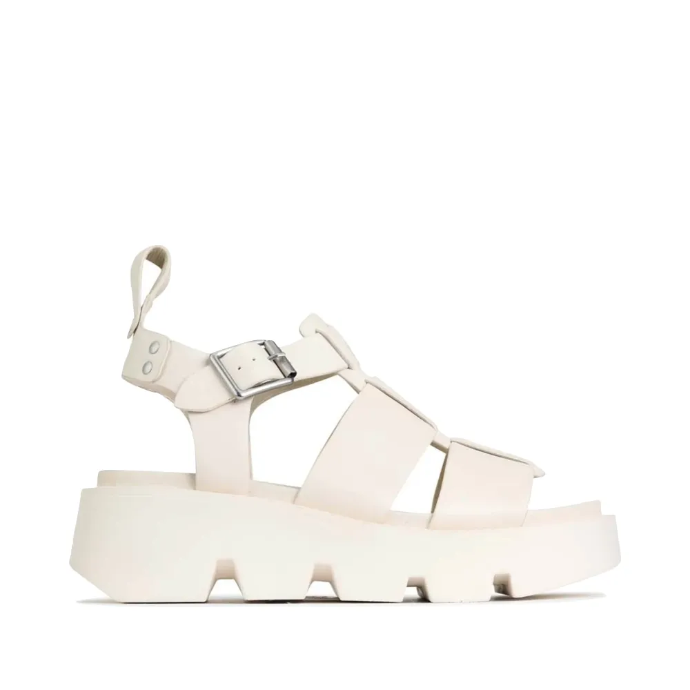 EOS Damen Kailan Leder Fisherman Plateau Sandale in Beige