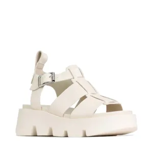 EOS Damen Kailan Leder Fisherman Plateau Sandale in Beige
