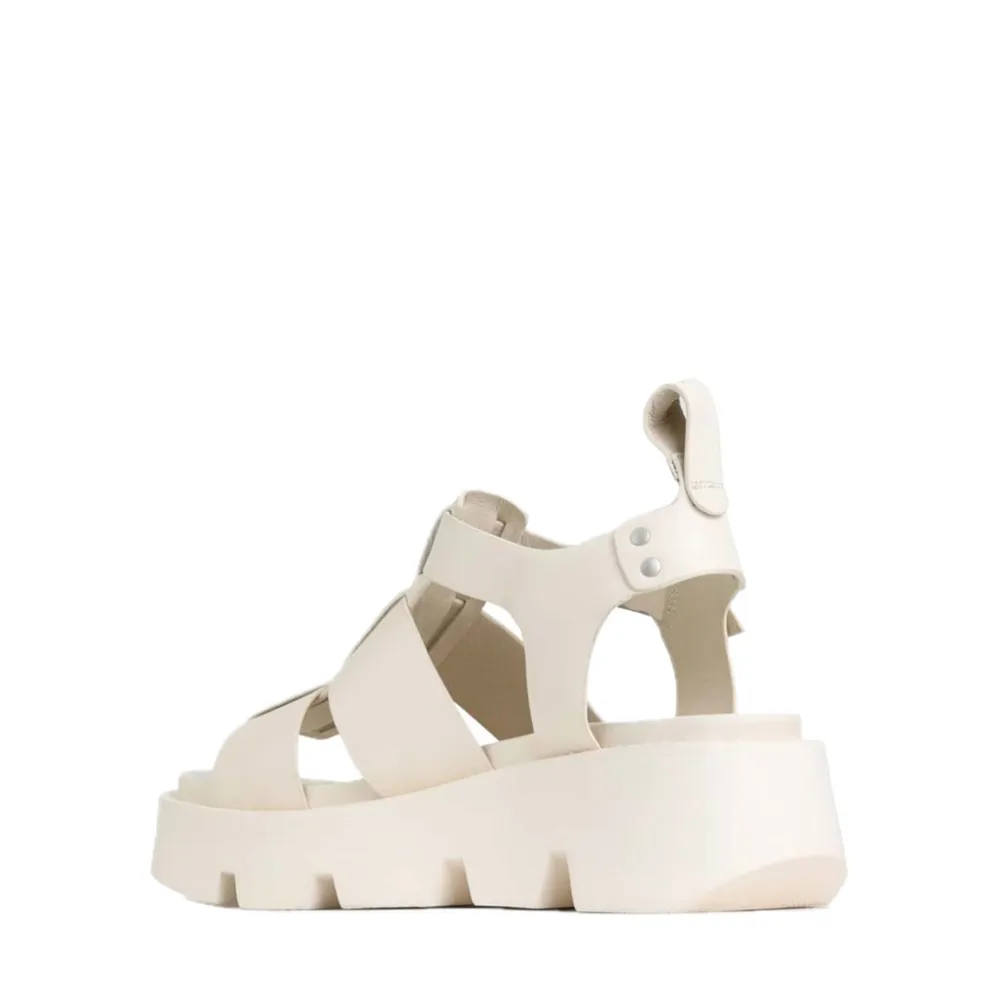 EOS Damen Kailan Leder Fisherman Plateau Sandale in Beige