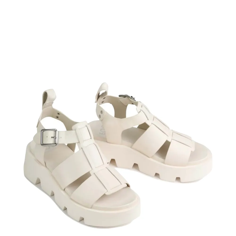 EOS Damen Kailan Leder Fisherman Plateau Sandale in Beige