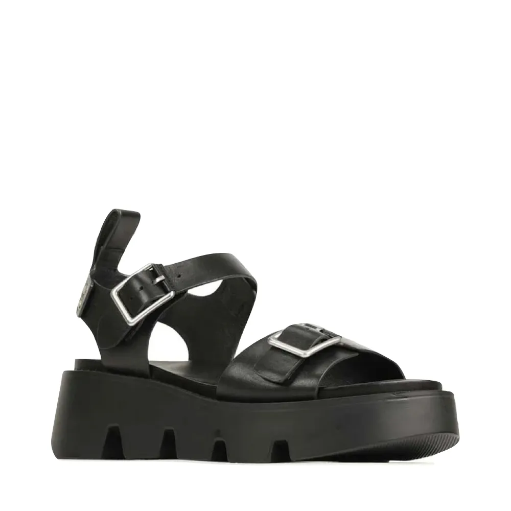 EOS Damen Kaira Leder Plateau-Sandalen in Schwarz