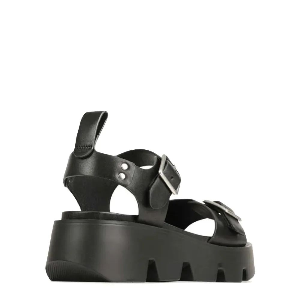 EOS Damen Kaira Leder Plateau-Sandalen in Schwarz