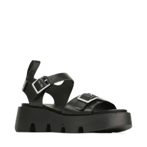 EOS Damen Kaira Leder Plateau-Sandalen in Schwarz