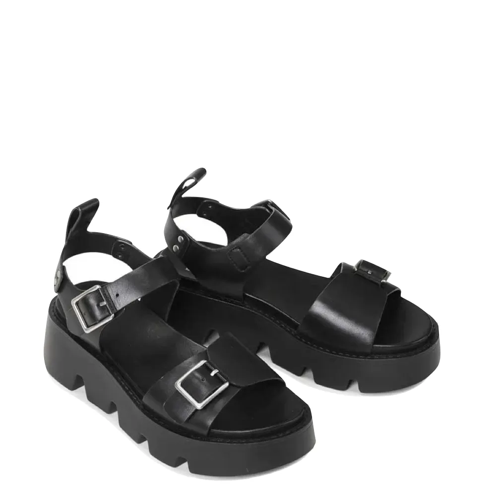 EOS Damen Kaira Leder Plateau-Sandalen in Schwarz