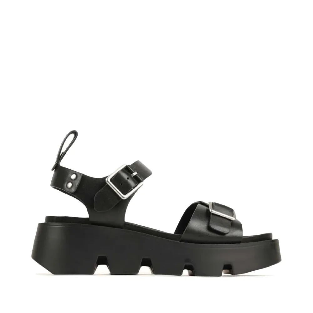 EOS Damen Kaira Leder Plateau-Sandalen in Schwarz