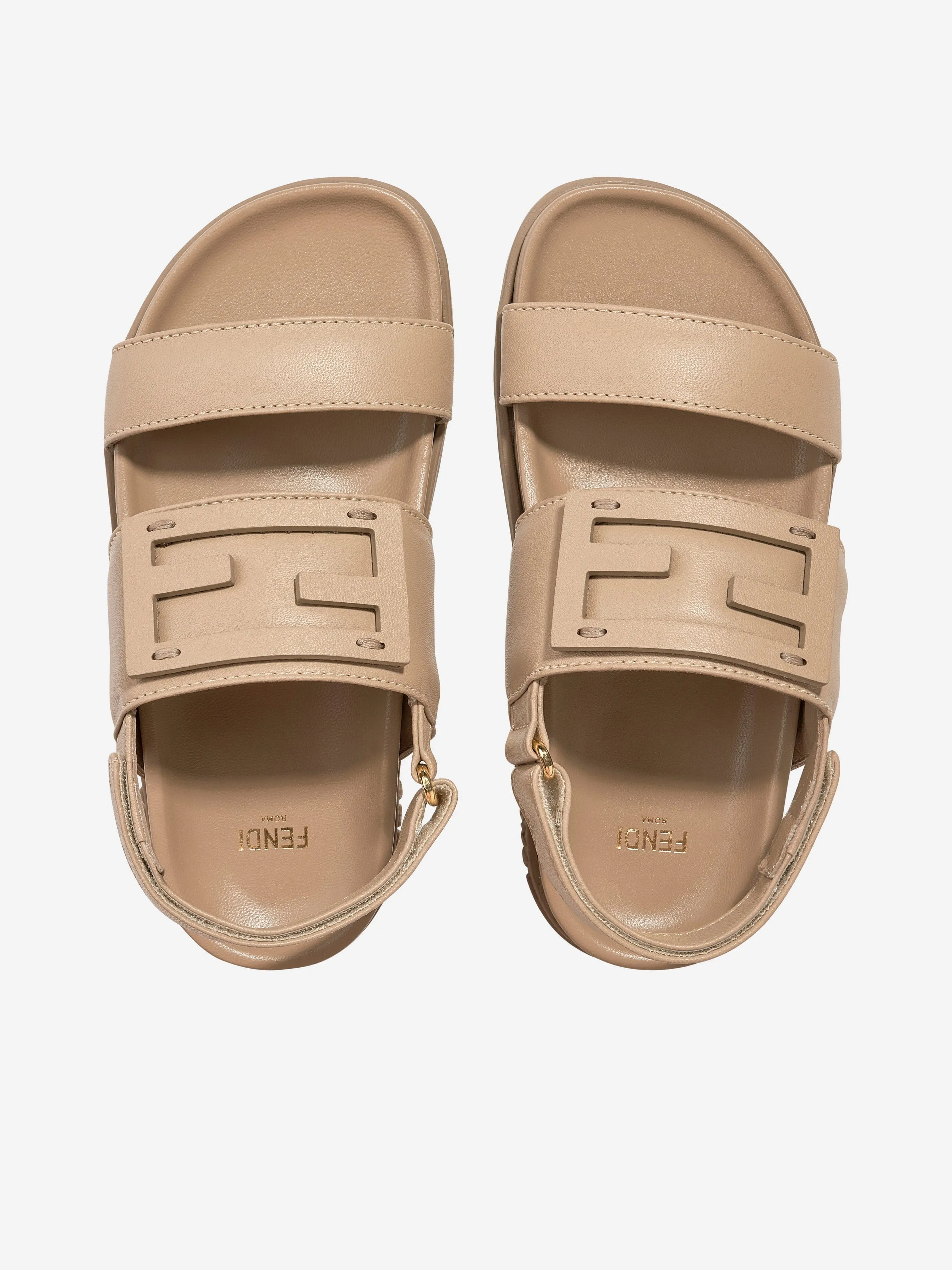 Fendi Kids FF Logo Sandalen in Beige