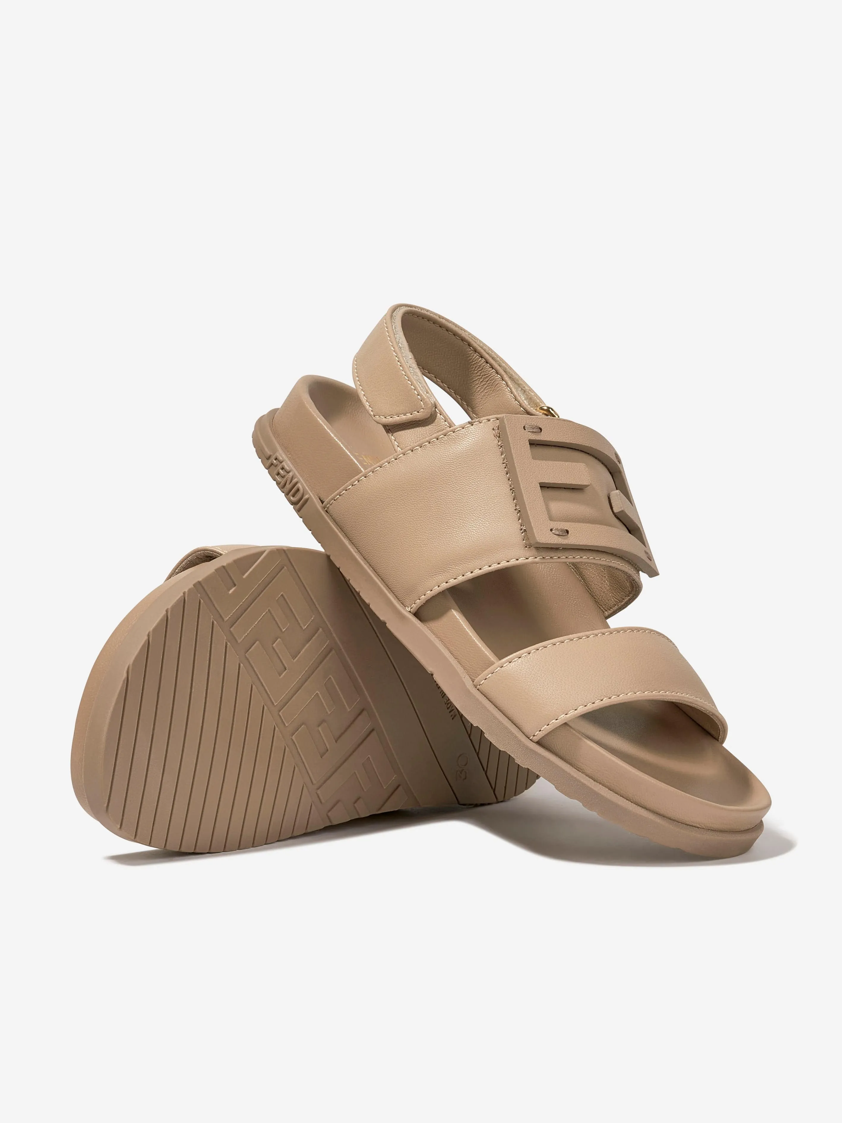 Fendi Kids FF Logo Sandalen in Beige