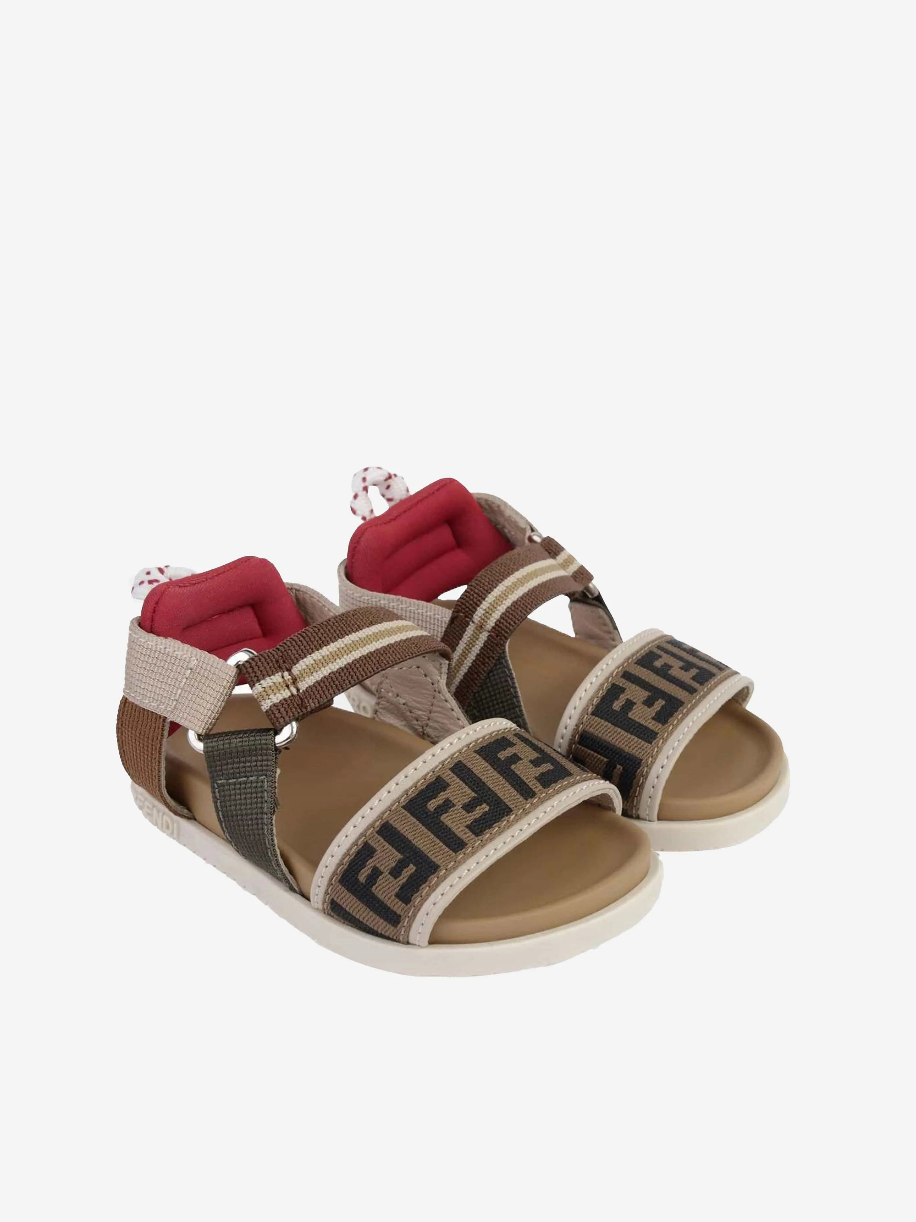 Fendi Kids FF Logo Sandalen in Beige