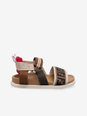 Fendi Kids FF Logo Sandalen in Beige