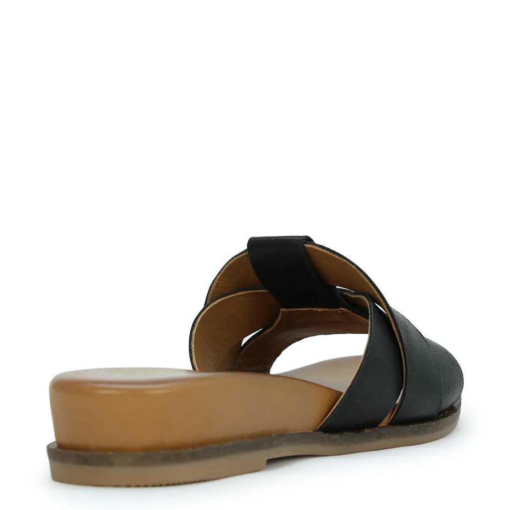 FLAMMENLEDER-SLIDESANDALEN