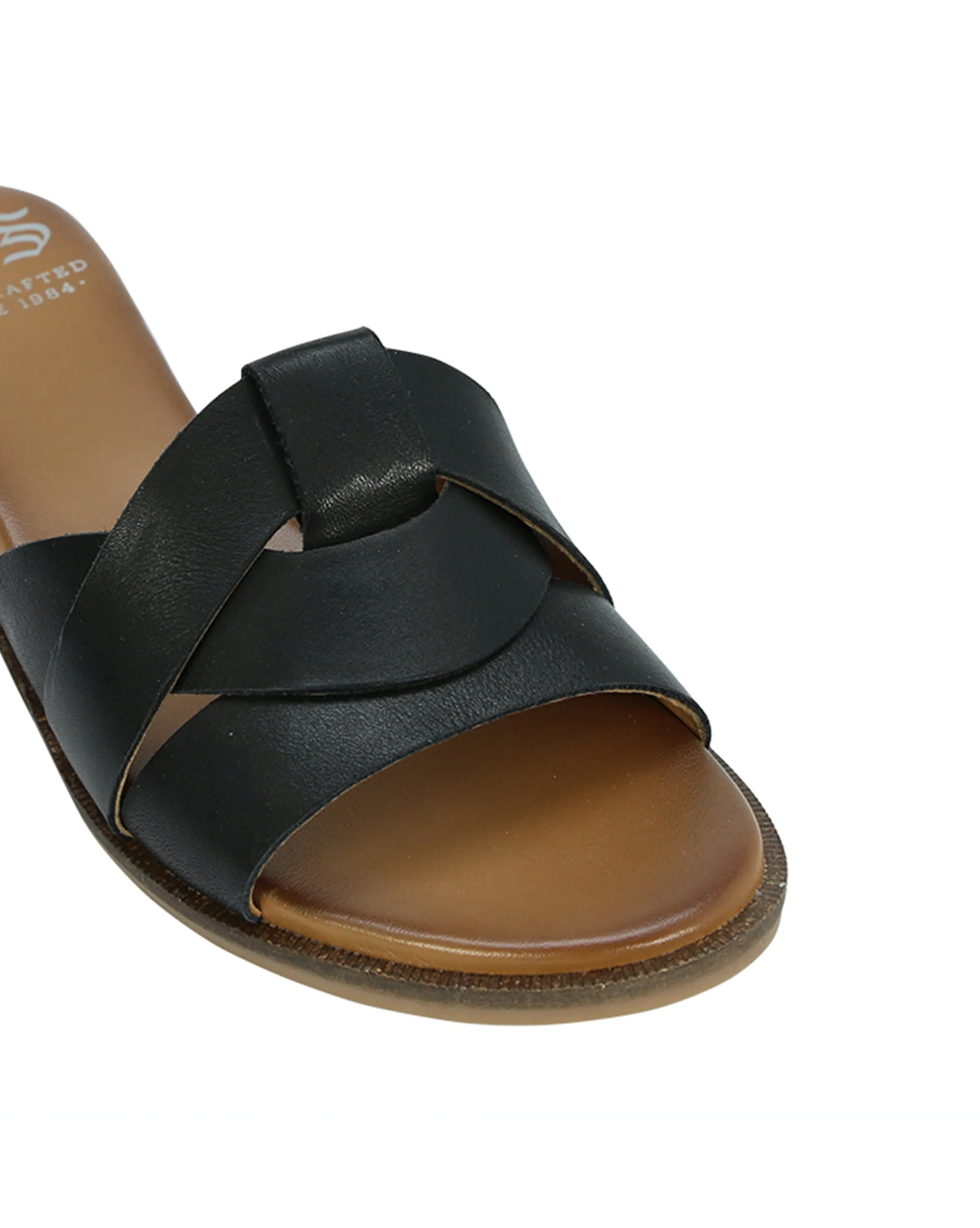 FLAMMENLEDER-SLIDESANDALEN