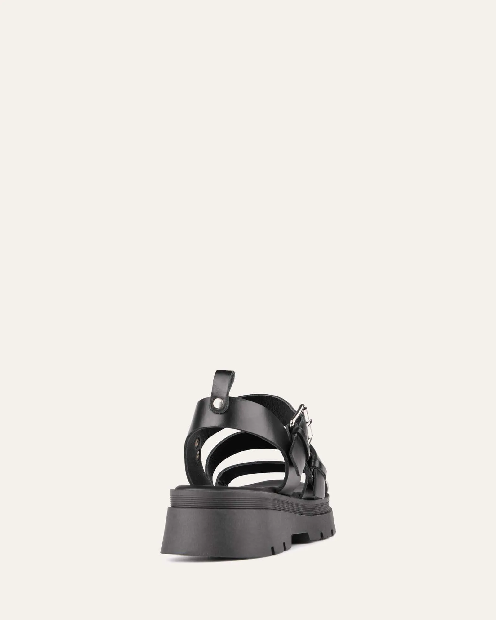 GIA FLACHER SANDALEN AUS SCHWARZEM LEDER
