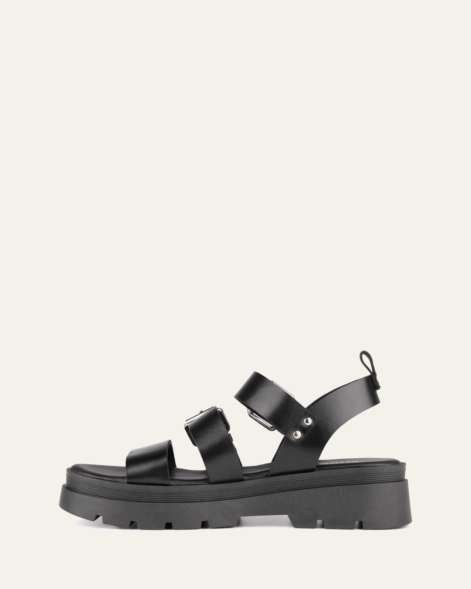 GIA FLACHER SANDALEN AUS SCHWARZEM LEDER