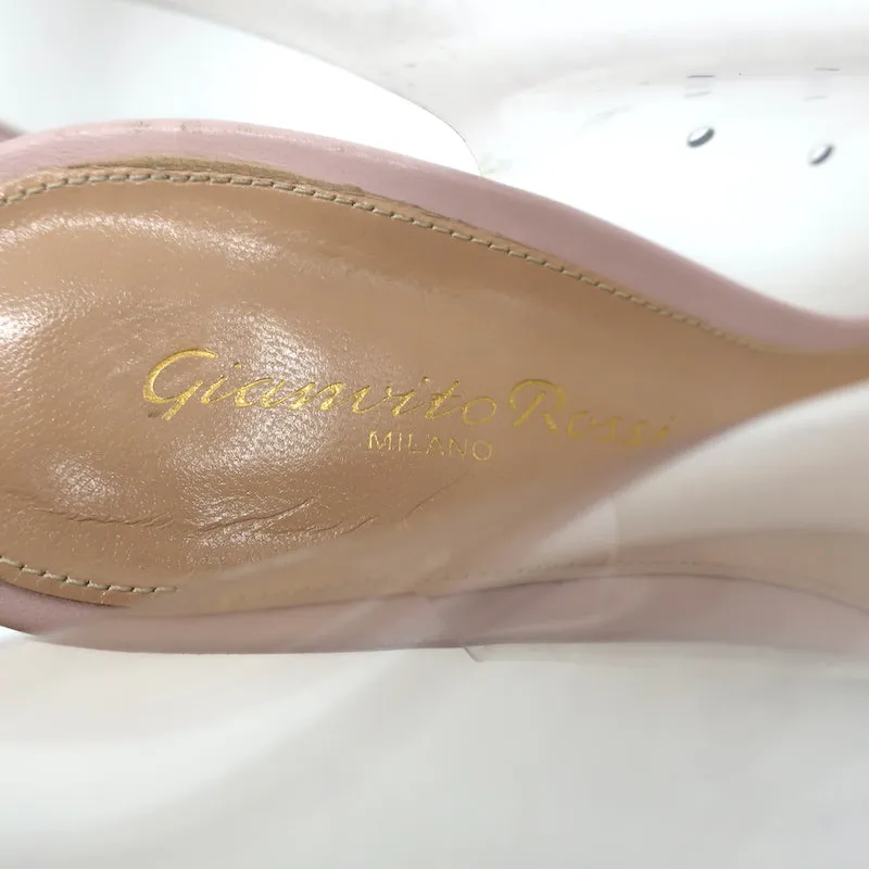Gianvito Rossi Helmut Plexi Stiefeletten mit Schnürung aus PVC & Blassrosa Leder Größe 39