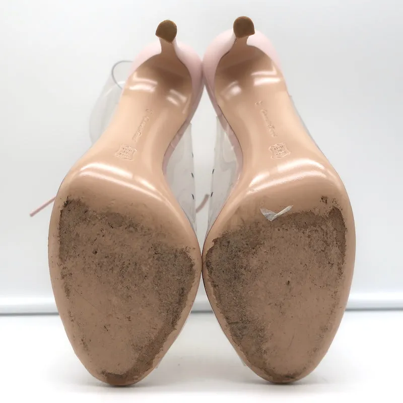 Gianvito Rossi Helmut Plexi Stiefeletten mit Schnürung aus PVC & Blassrosa Leder Größe 39