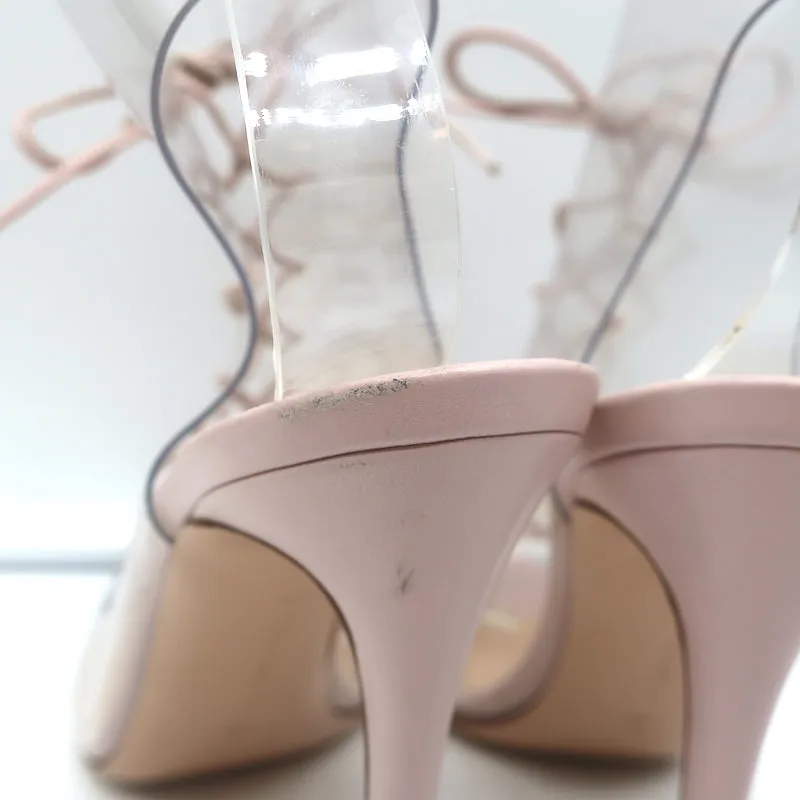 Gianvito Rossi Helmut Plexi Stiefeletten mit Schnürung aus PVC & Blassrosa Leder Größe 39