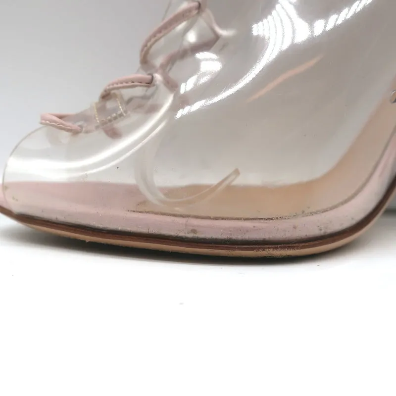 Gianvito Rossi Helmut Plexi Stiefeletten mit Schnürung aus PVC & Blassrosa Leder Größe 39