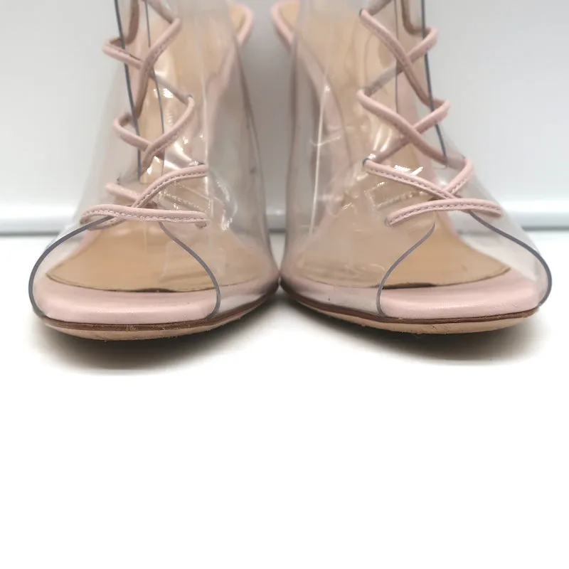 Gianvito Rossi Helmut Plexi Stiefeletten mit Schnürung aus PVC & Blassrosa Leder Größe 39