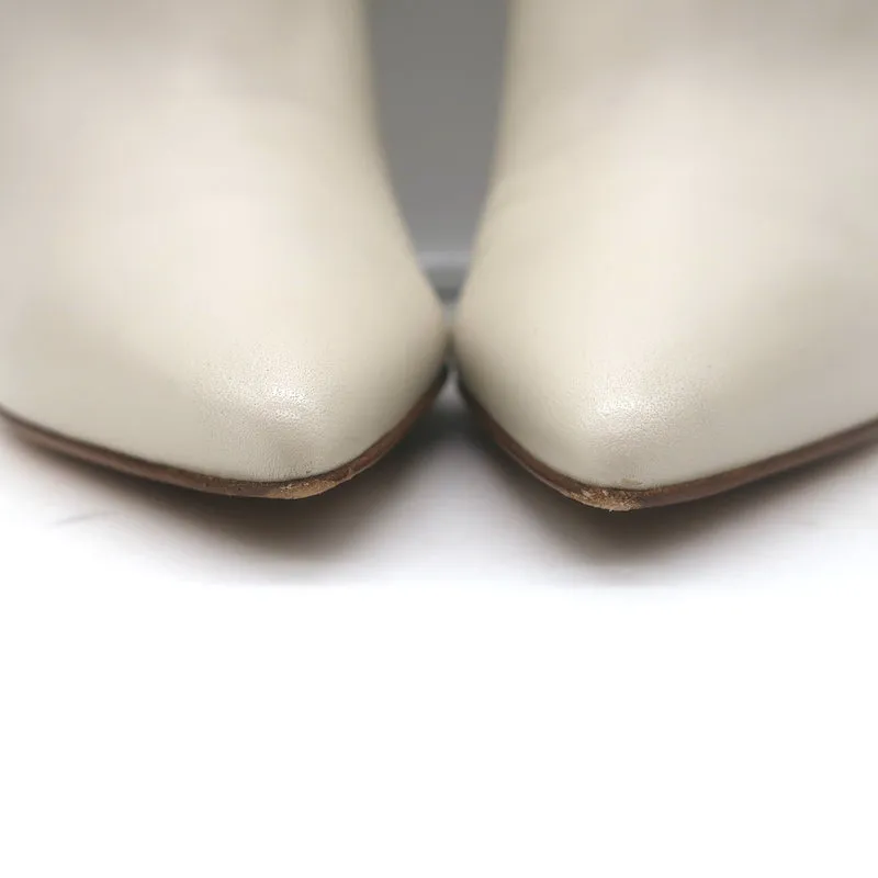 Gianvito Rossi Levy 85 Stiefeletten Cremefarbenes Leder Größe 36.5 Spitze Stiefeletten