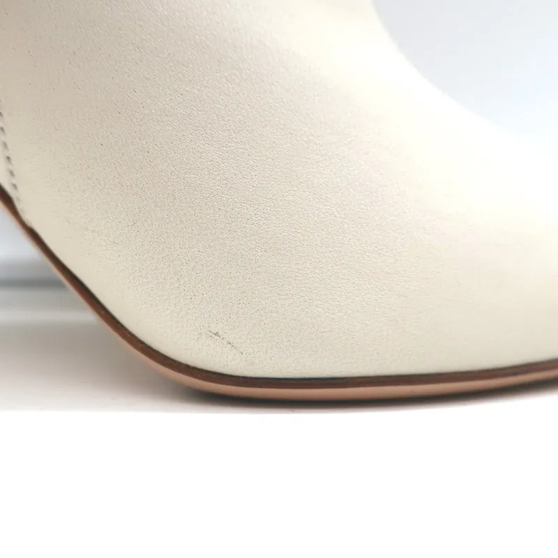 Gianvito Rossi Levy 85 Stiefeletten Cremefarbenes Leder Größe 36.5 Spitze Stiefeletten